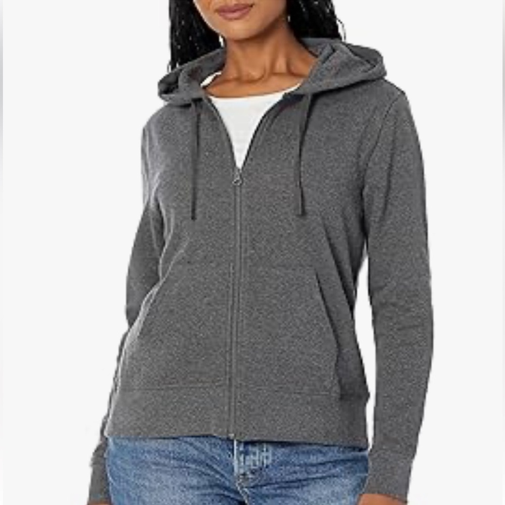 AMAZON ESSENTIALS Women’s French Terry Full-Zip Hoodie in Charcoal Grey